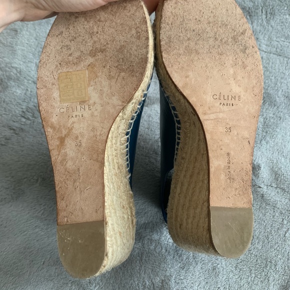 Celine Teal Peep Toe Wedges - Picture 3 of 6